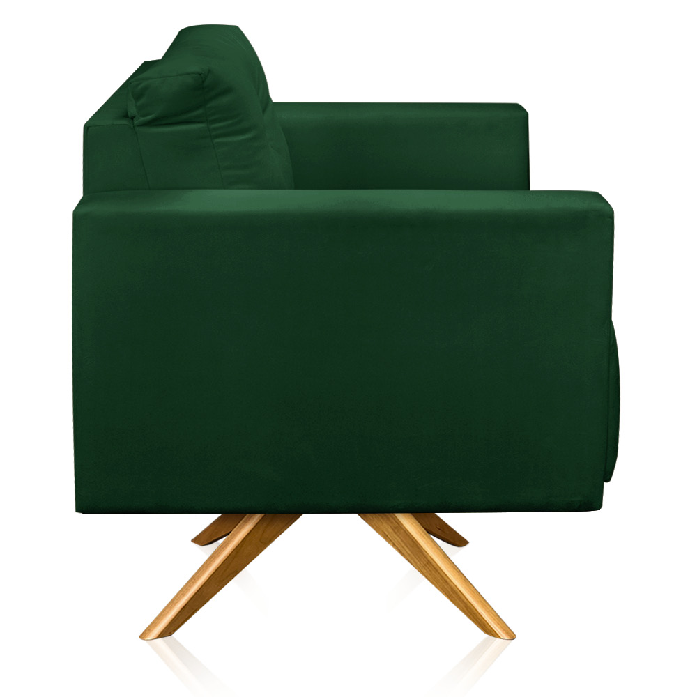 Poltrona Giratória Luisa Suede Verde Base de Madeira MA30 - D'Rossi
