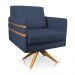 Poltrona Giratória Mari Suede Azul Marinho Base de Madeira MA30 - D'Rossi