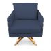 Poltrona Giratória Mari Suede Azul Marinho Base de Madeira MA30 - D'Rossi