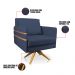 Poltrona Giratória Mari Suede Azul Marinho Base de Madeira MA30 - D'Rossi