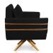 Poltrona Giratória Mari Suede Preto Base de Madeira MA30 - D'Rossi