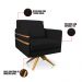 Poltrona Giratória Mari Suede Preto Base de Madeira MA30 - D'Rossi