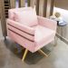 Poltrona Giratória Mari Suede Rosa Bebê Base de Madeira MA30 - D'Rossi