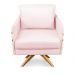 Poltrona Giratória Mari Suede Rosa Bebê Base de Madeira MA30 - D'Rossi