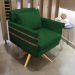 Poltrona Giratória Mari Suede Verde Base de Madeira MA30 - D'Rossi