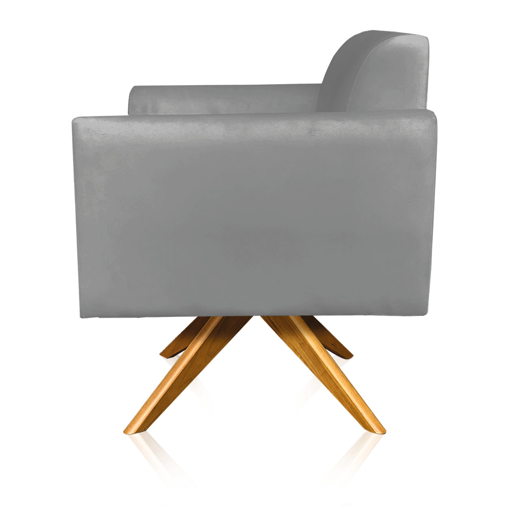 Poltrona Giratória Marisa Suede Grafite Base Madeira MA30 D'Rossi