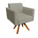 Poltrona Giratória Marisa Suede Marrom Rato Base Madeira MM30 D'Rossi