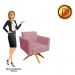 Poltrona Giratória Marisa Suede Rose Base Madeira MA30 D'Rossi