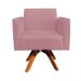 Poltrona Giratória Marisa Suede Rose Base Madeira MM30 D'Rossi