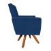 Poltrona Giratória Nina Suede Azul Marinho Base Madeira MM30 D'Rossi