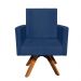 Poltrona Giratória Nina Suede Azul Marinho Base Madeira MM30 D'Rossi