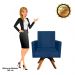 Poltrona Giratória Nina Suede Azul Marinho Base Madeira MM30 D'Rossi