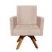 Poltrona Giratória Nina Suede Bege Base Madeira MM30 D'Rossi