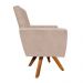 Poltrona Giratória Nina Suede Bege Base Madeira MM30 D'Rossi