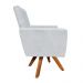 Poltrona Giratória Nina Suede Cinza Base Madeira MM30 D'Rossi