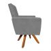 Poltrona Giratória Nina Suede Grafite Base Madeira MM30 D'Rossi