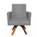 Poltrona Giratória Nina Suede Grafite Base Madeira MM30 D'Rossi