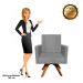 Poltrona Giratória Nina Suede Grafite Base Madeira MM30 D'Rossi