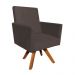 Poltrona Giratória Nina Suede Marrom Base Madeira MM30 D'Rossi
