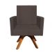 Poltrona Giratória Nina Suede Marrom Base Madeira MM30 D'Rossi
