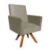 Poltrona Giratória Nina Suede Marrom Rato Base Madeira MM30 D'Rossi
