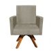 Poltrona Giratória Nina Suede Marrom Rato Base Madeira MM30 D'Rossi