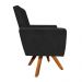 Poltrona Giratória Nina Suede Preto Base Madeira MM30 D'Rossi