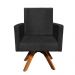 Poltrona Giratória Nina Suede Preto Base Madeira MM30 D'Rossi