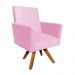 Poltrona Giratória Nina Suede Rosa Bebê Base Madeira MM30 D'Rossi