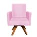 Poltrona Giratória Nina Suede Rosa Bebê Base Madeira MM30 D'Rossi
