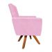 Poltrona Giratória Nina Suede Rosa Bebê Base Madeira MM30 D'Rossi