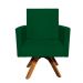 Poltrona Giratória Nina Suede Verde Base Madeira MM30 D'Rossi