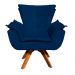 Poltrona Giratória Opala Suede Azul Marinho Base Madeira MM30 D'Rossi