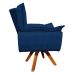 Poltrona Giratória Opala Suede Azul Marinho Base Madeira MM30 D'Rossi