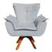 Poltrona Giratória Opala Suede Cinza Base Madeira MM30 D'Rossi