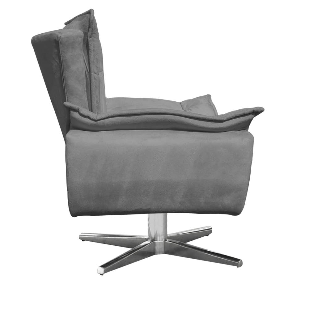 Poltrona Giratória Opala Suede Grafite Base Estrela Cromada D'Rossi