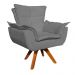 Poltrona Giratória Opala Suede Grafite Base Madeira MM30 D'Rossi
