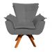 Poltrona Giratória Opala Suede Grafite Base Madeira MM30 D'Rossi