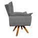 Poltrona Giratória Opala Suede Grafite Base Madeira MM30 D'Rossi