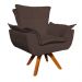 Poltrona Giratória Opala Suede Marrom Base Madeira MM30 D'Rossi