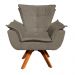 Poltrona Giratória Opala Suede Marrom Rato Base Madeira MM30 D'Rossi