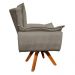 Poltrona Giratória Opala Suede Marrom Rato Base Madeira MM30 D'Rossi