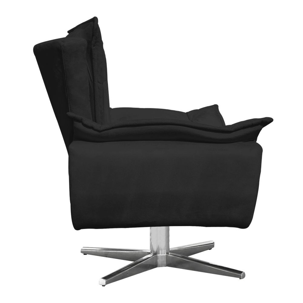 Poltrona Giratória Opala Suede Preto Base Estrela Cromada D'Rossi