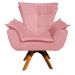 Poltrona Giratória Opala Suede Rosê Base Madeira MM30 D'Rossi