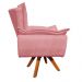 Poltrona Giratória Opala Suede Rosê Base Madeira MM30 D'Rossi