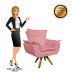 Poltrona Giratória Opala Suede Rosê Base Madeira MM30 D'Rossi