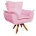 Poltrona Giratória Opala Suede Rosa Bebê Base Madeira MM30 D'Rossi