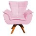 Poltrona Giratória Opala Suede Rosa Bebê Base Madeira MM30 D'Rossi