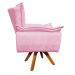Poltrona Giratória Opala Suede Rosa Bebê Base Madeira MM30 D'Rossi