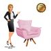 Poltrona Giratória Opala Suede Rosa Bebê Base Madeira MM30 D'Rossi